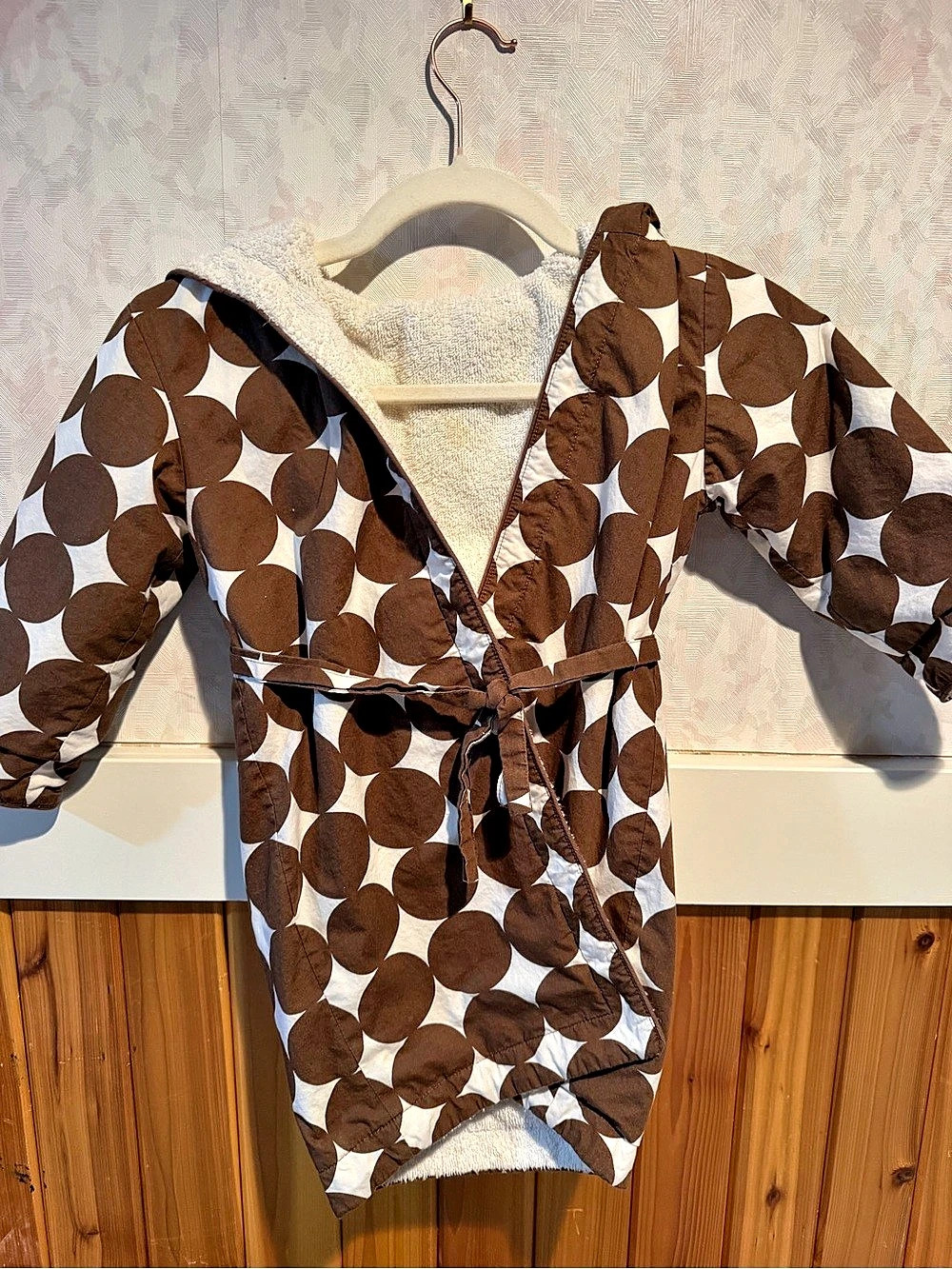 Printed terry cloth lined toddler housecoat